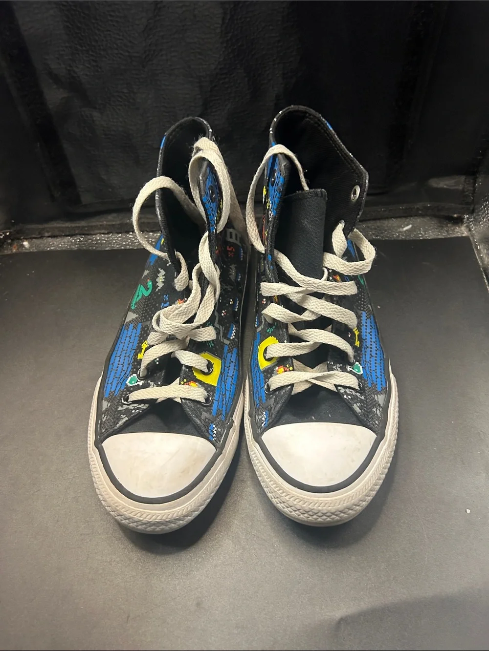 Converse Kids Black High-Top Sneakers with Pixel Art Accents